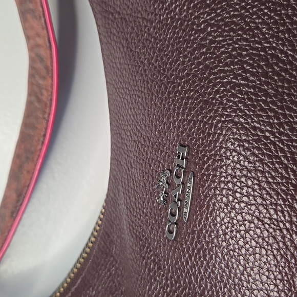 Coach Exotic Trim Harley Hobo Bag F20917 Oxblood Color - Picture 2 of 11